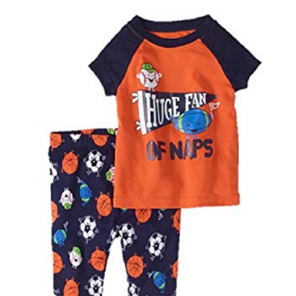 Wonder Nation Unisex Toddler 2 pc Pajamas - Baseball Naps, 12M